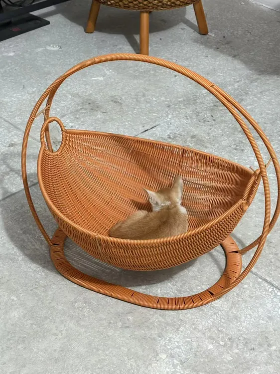 网红新款大号摇篮猫窝狗窝手工编织仿藤猫床狗床吊篮夏季透气