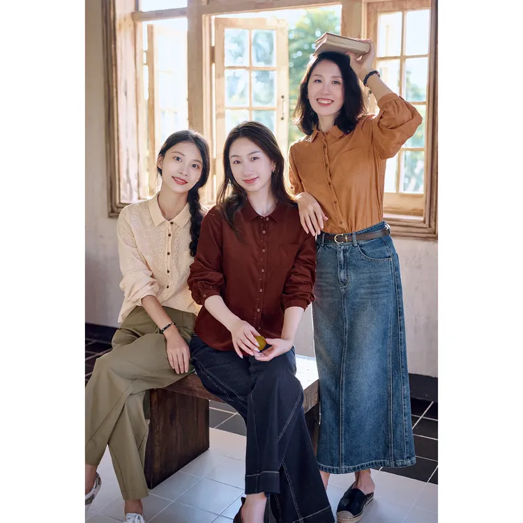 红念纯棉刺绣衬衫女长袖设计感秋季2025春秋衬衣上衣流光风