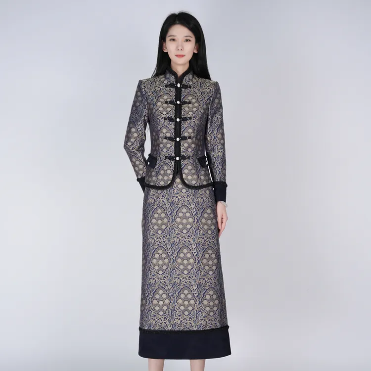 浒城古娘国风桑蚕丝精致高定九子莲套装HCSS051026+HCSS051027