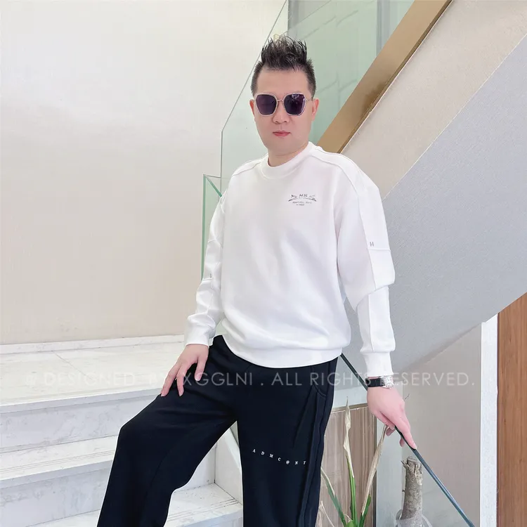 秋冬款（微阔版）OD胸口HB左臂小H字高端男装高档圆领男士卫衣长袖