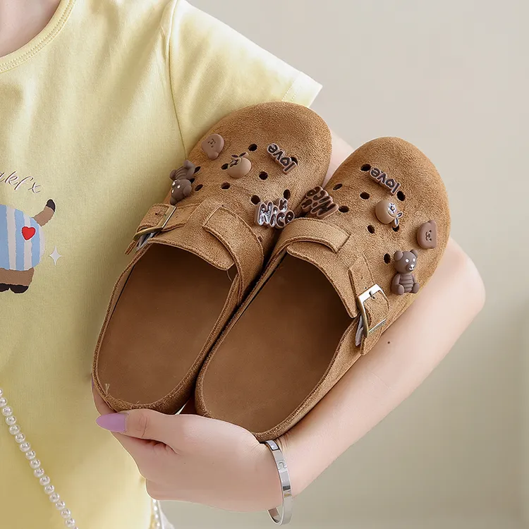 夏天穿裙子专用鞋子半托勃肯鞋2025夏季新款洞洞鞋拖鞋女外穿百搭