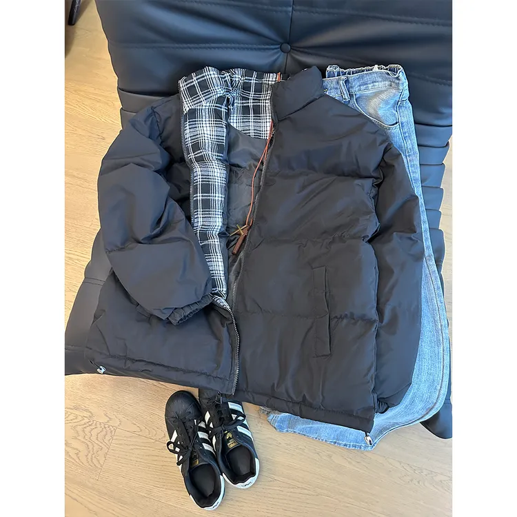 拼接格子棉服男女秋冬季情侣装美式复古外套宽松加厚保暖棉衣潮牌