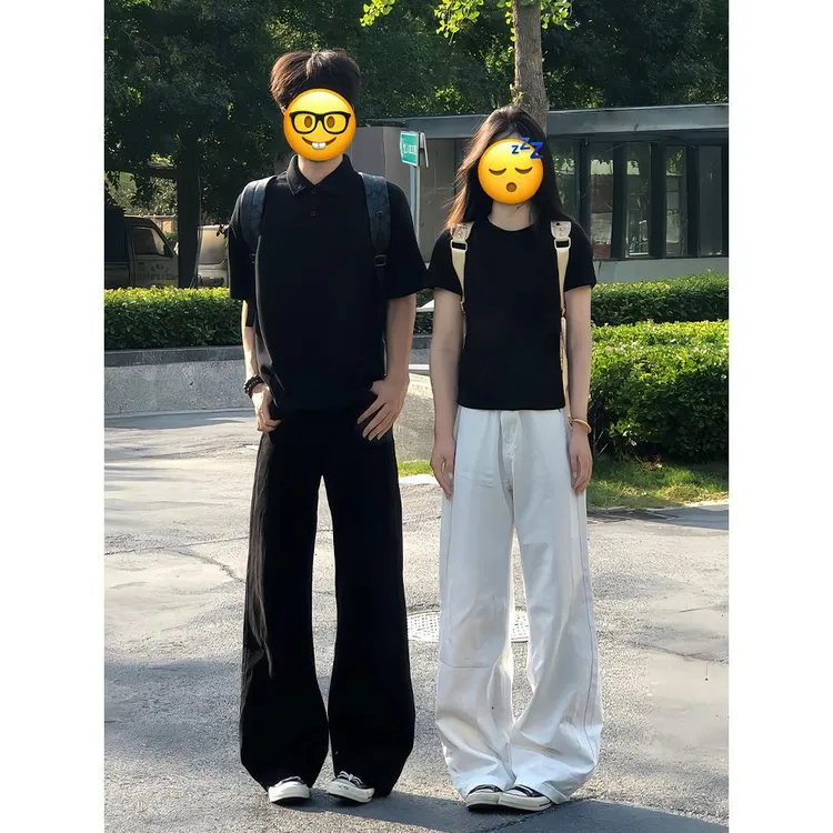 美式弯刀牛仔裤男款夏痞帅高级感情侣裤子cleanfit宽松显瘦直筒裤