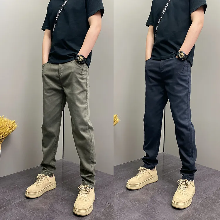 美式复古宽松百搭休闲男士长裤简约时尚潮流男裤纯色百搭直筒裤子