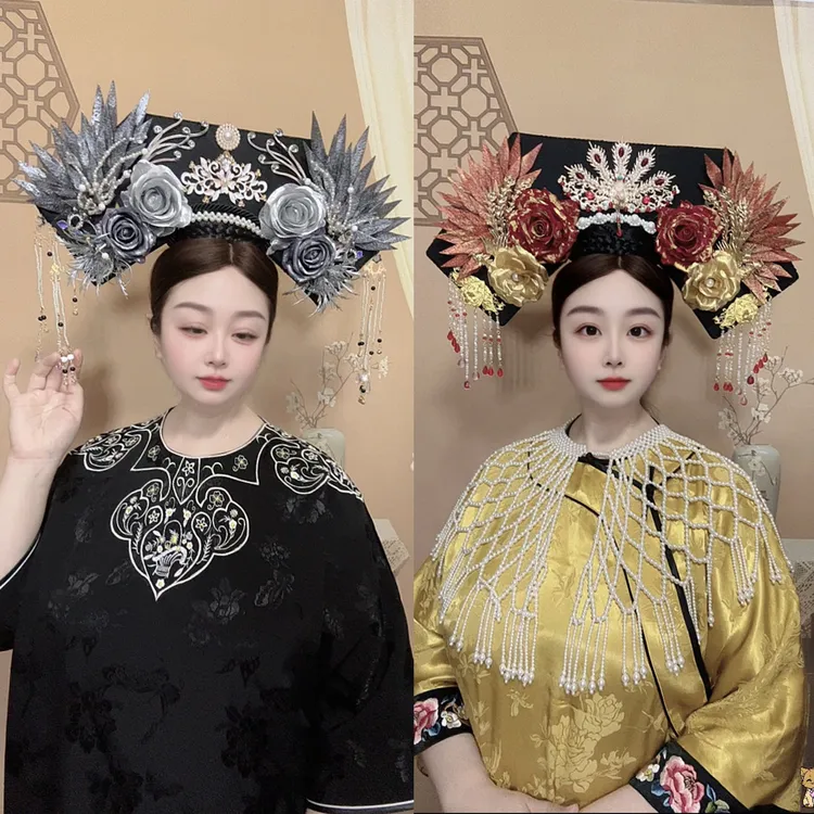 民族风女复古宫廷原创设计暗黑系发簪清朝皇后娘娘古风旗头大拉翅
