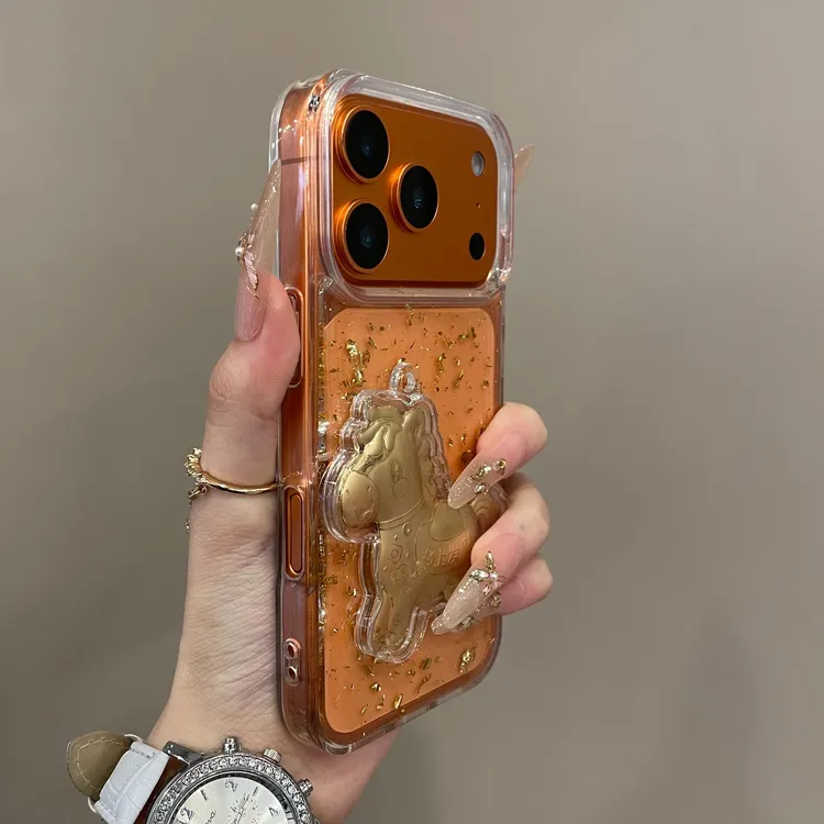 创意立体马上发财滴胶金箔适用iPhone17手机壳16pro高级15pm女14