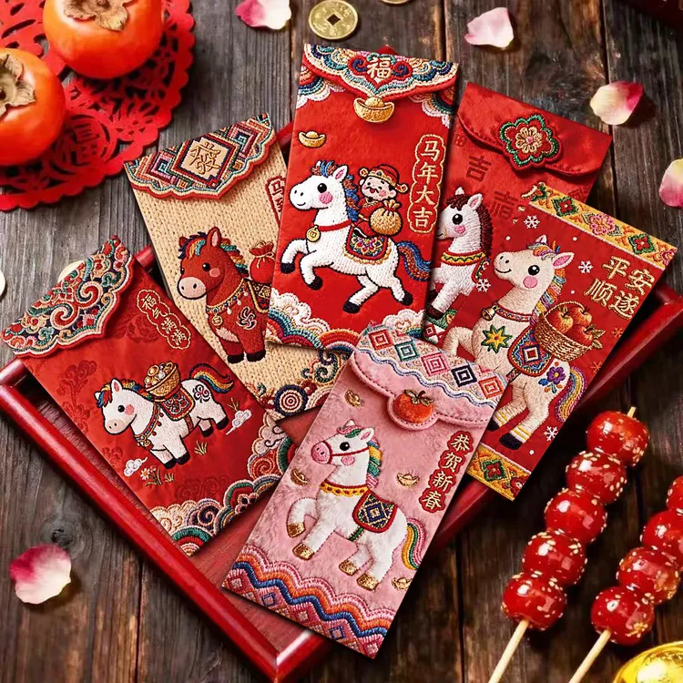 马年2026新款复古新年红包磨砂烫金个性创意春节福字加厚利是封