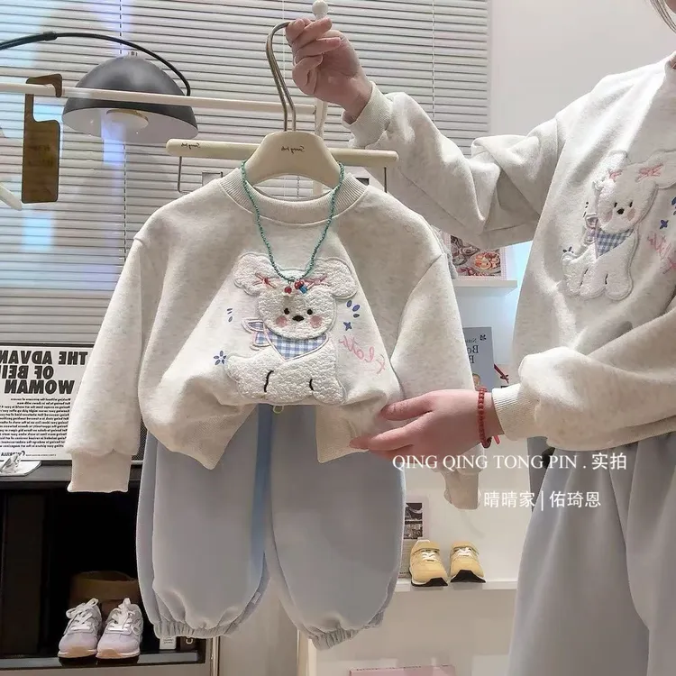 女童秋装套装2025新款洋气儿童时髦运动女孩儿童春秋卫衣套装