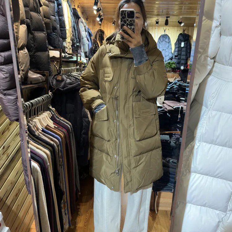高端白鸭绒长款保暖时尚外套8529