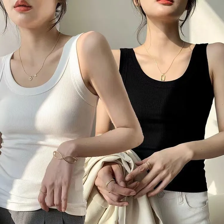 螺纹背心吊带女春夏季2025新款外穿小上衣纯色圆领百搭修身打底衫