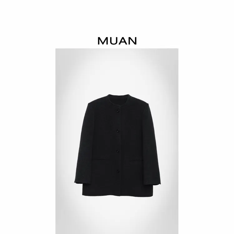 木岸MUAN：《胡歌大衣》“老钱系列”定制680克中山装大衣女D-LF-3127