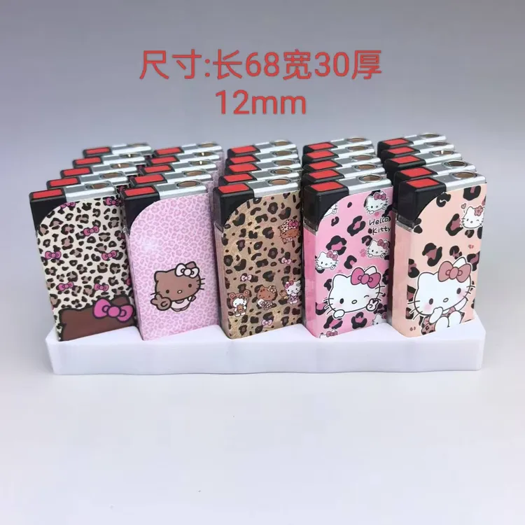 金属卡通创意包画卡通猫图案打火机蓝焰防风防爆直冲可充气送礼物