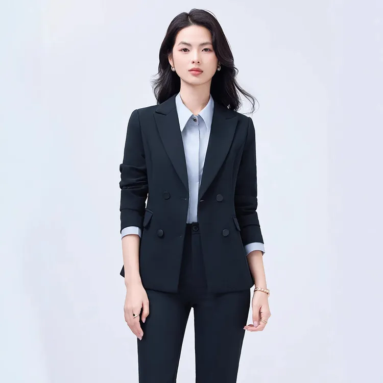 doumpp藏青色西装套装女春季新款大学生答辩面试职业装西服正装工