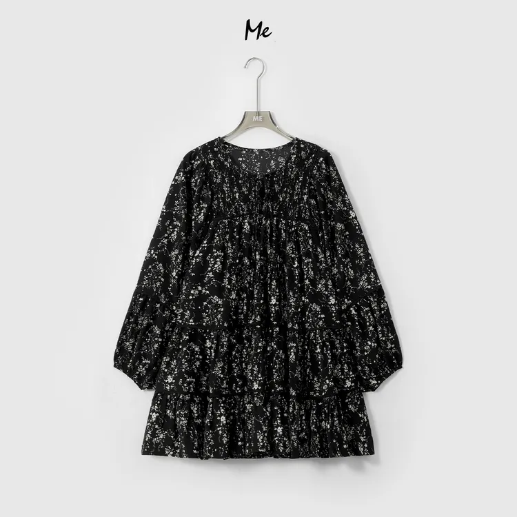 ME【午夜巴黎花】少女感显瘦舒适时尚百搭法式碎花连衣裙MESA0617