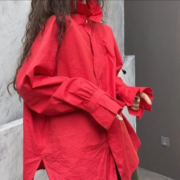 欧洲站2025年早春新款时尚复古法式立领皱褶木耳边喇叭袖长袖衬衫