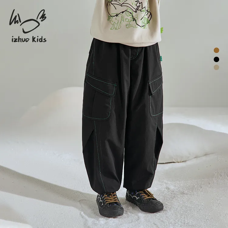 小日着三眼兔2025冬季新款中大男女工装运动保暖裤TD8202K0