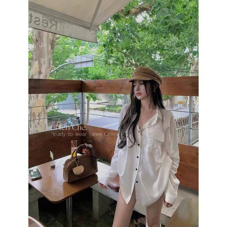 车迟恩Chien 高品质白衬衫春秋慵懒松弛感宽松长袖防晒上衣外套女
