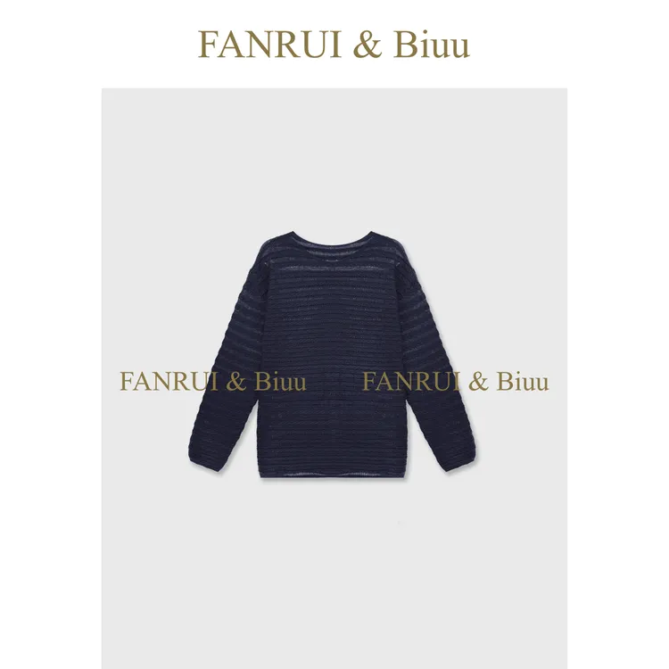 FANRUI/泛芮「绮罗逸致」羊毛条纹时尚洋气减龄气质针织上衣B19696