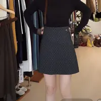 波点裙高腰A字短裙