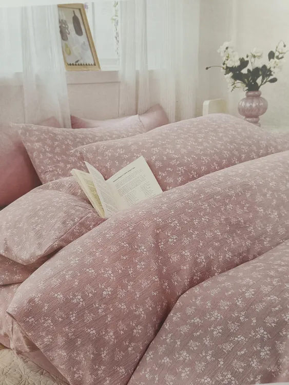 双层木棉皱皱纱四件套有着棉麻的手感纱的质感亲肤透气碎花