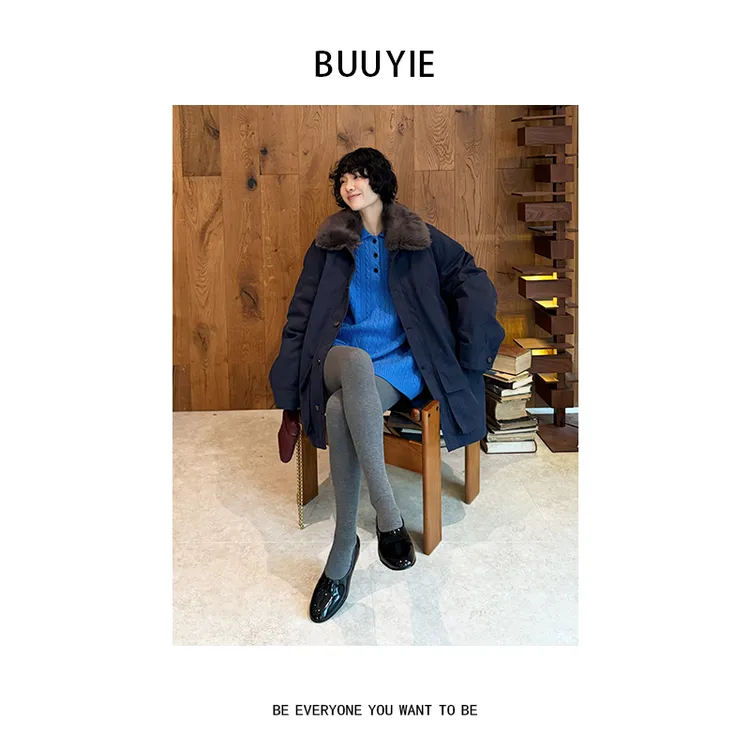 BUUYIE【暖灰】连脚打底裤深灰秋冬新款保暖百搭美腿袜 251167