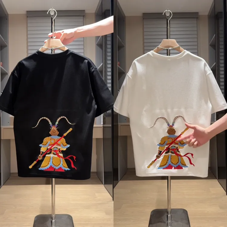 韩版情侣百搭国潮设计时尚圆领休闲潮牌刺绣宽松痞帅简约短袖T恤