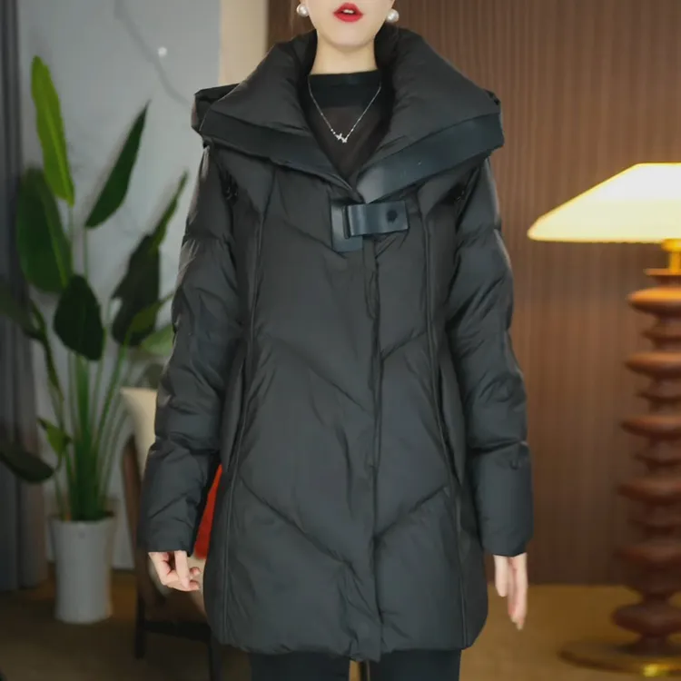 2025冬季新款优雅时尚加厚保暖气质显瘦减龄休闲白鸭绒羽绒服外套
