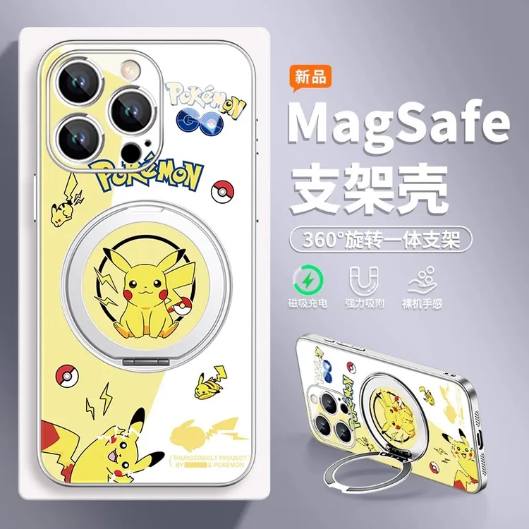 神奇宝贝适用苹果16手机壳华为pura80皮卡丘mate70磁吸小米15支架