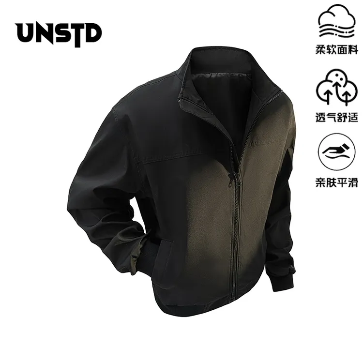 新款纯色夹克休闲工装百搭立领外套潮牌美式复古宽松秋季飞行上衣商品图