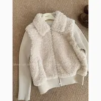 杉菜shancai丨（雪团子）韩版糕糕毛拼针织袖外套