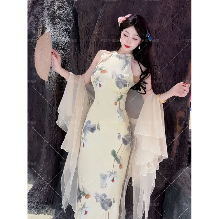 【梦华录】潇夫人2025自制新中式国风清冷感仙气旗袍显瘦连衣裙