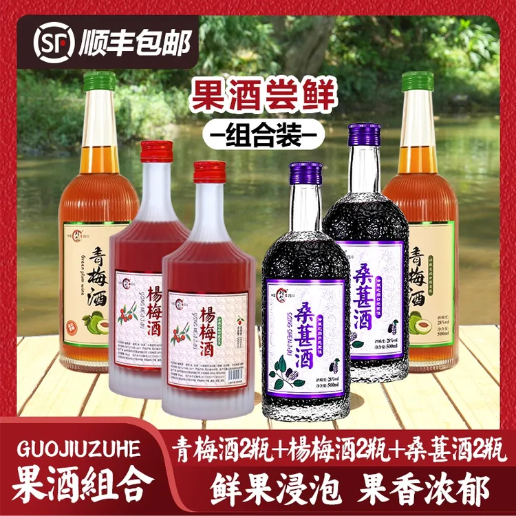 川竹 【果酒组合】桑葚酒 杨梅酒 瓶装 微醺 夏季 必备果酒