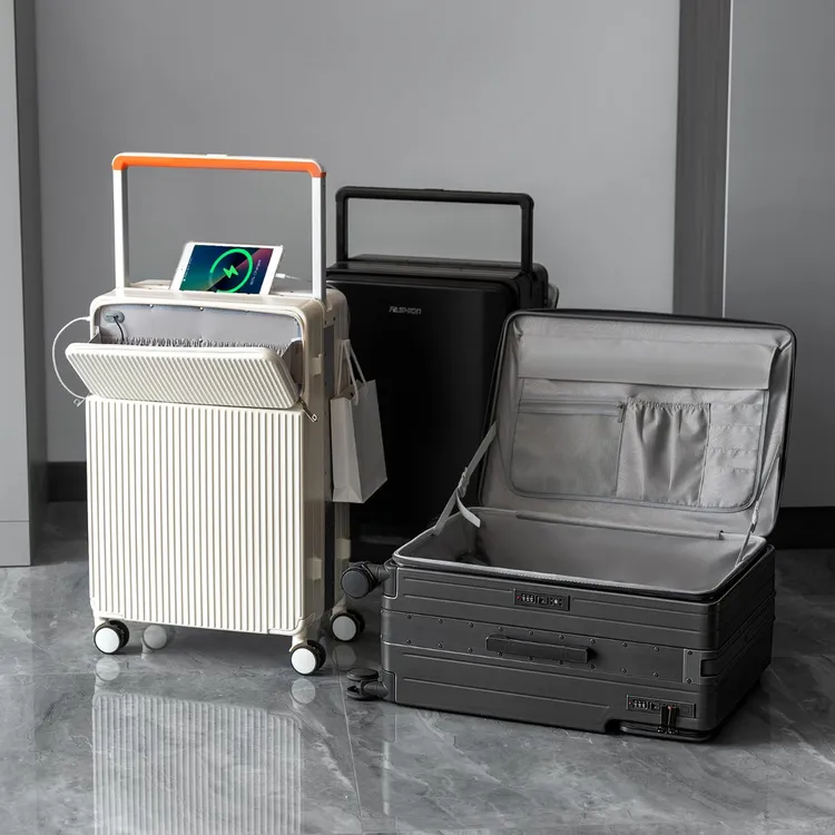 【中通】侧开深仓行李箱24寸男女新款铝框大容量宽拉杆多功能行李箱