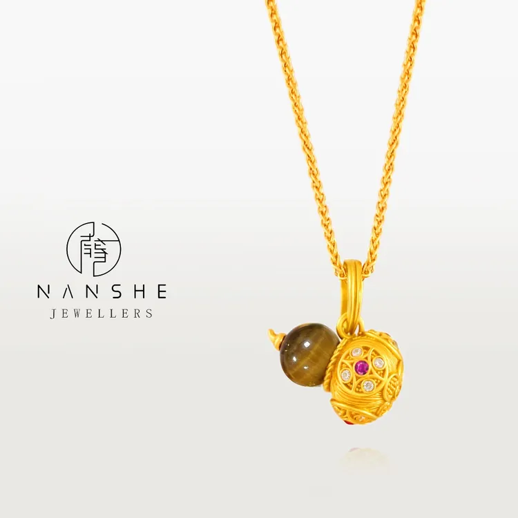 NANSHE/南奢 新中式点钻钱币虎虎葫芦项链 L1957