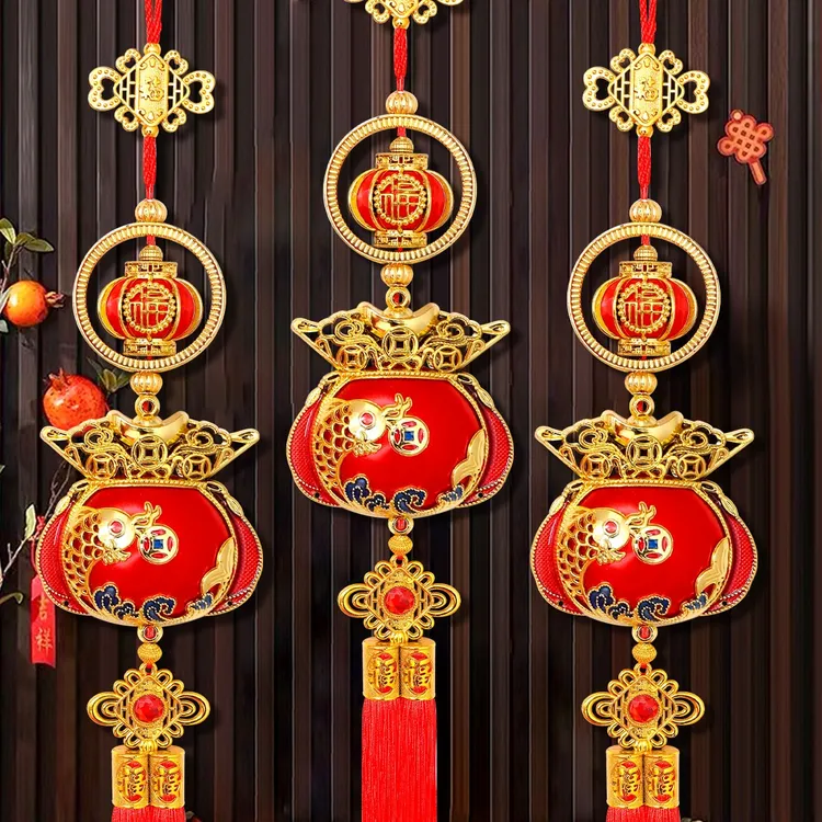爆款转运珠挂件招财挂饰新年钱袋挂饰小灯笼客厅装饰乔迁喜庆布置