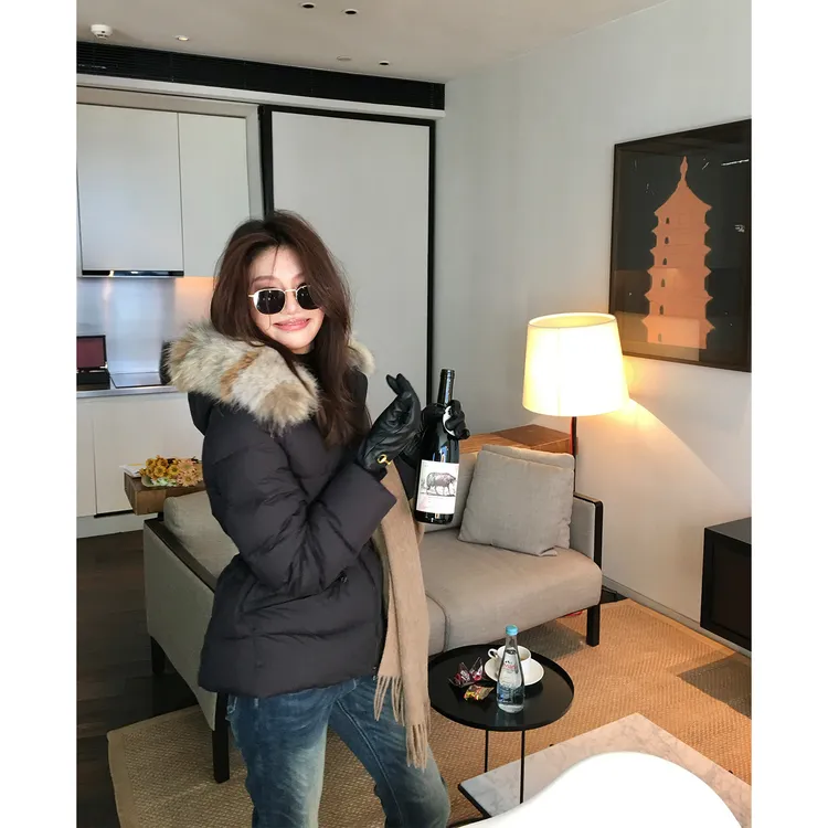 【ALONE SAVOR】龍喜儿 冬日贵气90白鸭绒松紧收腰羽绒服J920