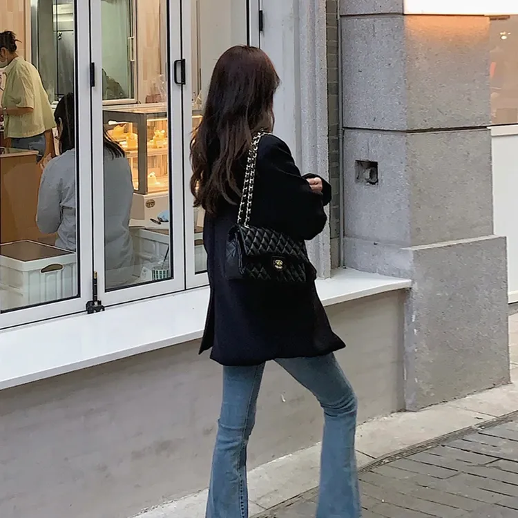 黑色廓形西装外套女2025年秋季新款设计感气质休闲宽松小个子西服