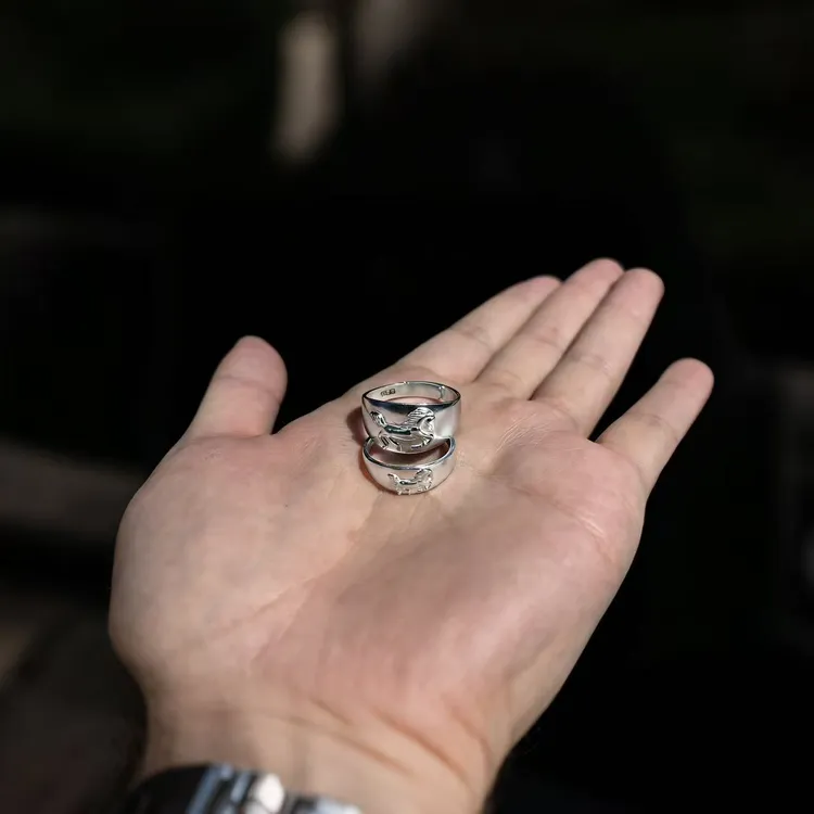 足银戒指 蒙古马男女款足银戒指马到成功