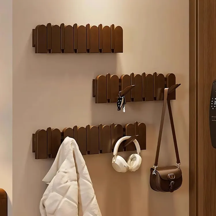钢琴键挂衣架入户门口实木衣帽架卧室墙上壁挂玄关挂包架置物架