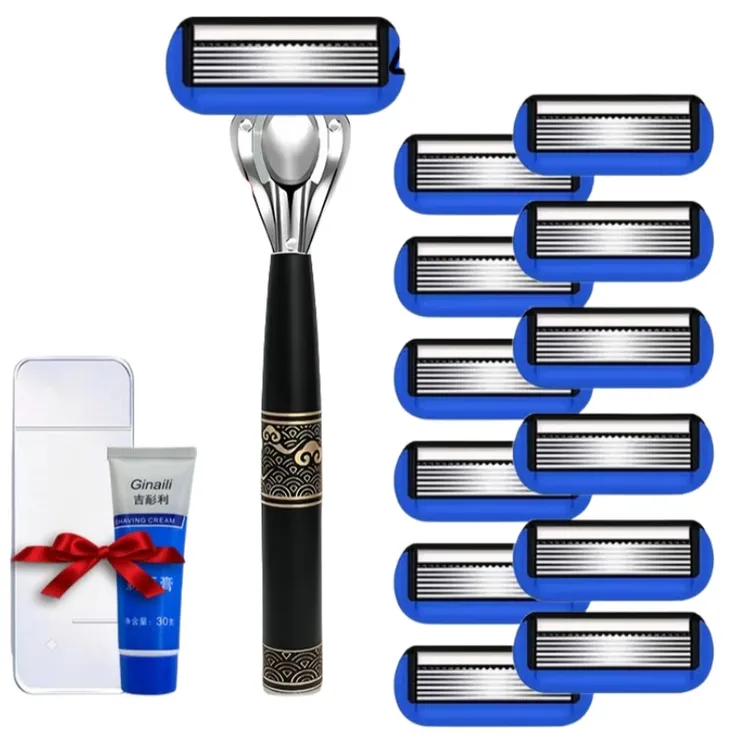 6层刀片手动剃须刀德国精工六层刀头刮毛刀刮脸刀国风男士刮胡刀