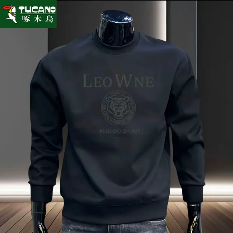 啄木鸟常规款套头春秋季长袖加厚时尚加绒印花圆领厚款卫衣秋冬