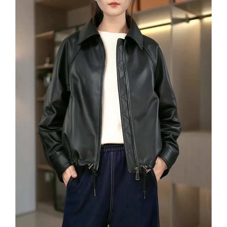 2570女式皮衣羊皮春秋新款时尚显瘦韩版百搭短款夹克外套