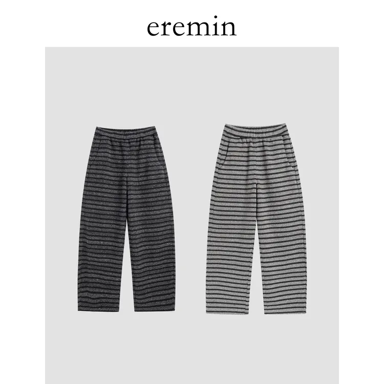 DE Mincollection撞色条纹裤/慵懒厚垂坠宽松松紧腰休闲裤56154