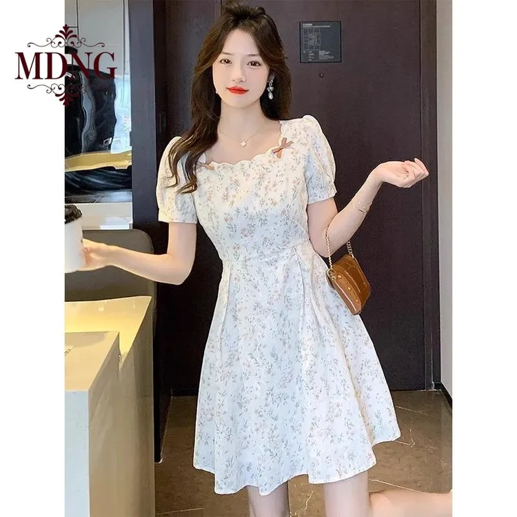 法式茶歇碎花连衣裙子女士夏季时尚小个子气质小清新短裙2025新款