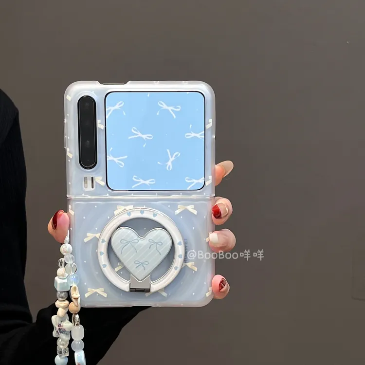适用于华为PuraX手机壳高级感创意蓝色蝴蝶结爱心支架手提斜跨壳
