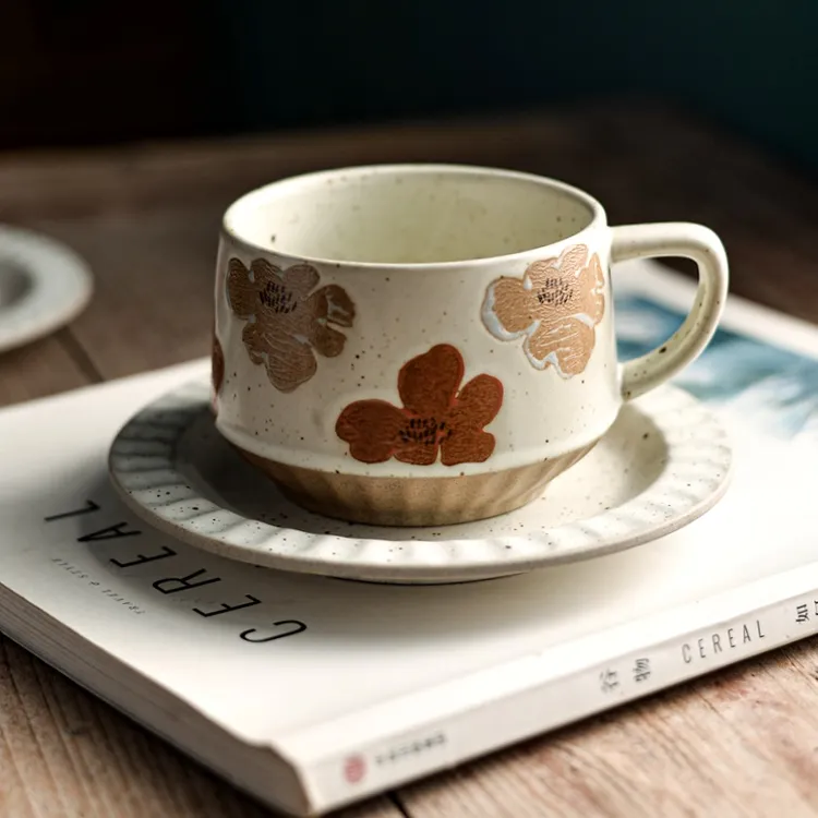 咖啡杯女士个人专用漂亮的杯子高颜值马克杯下午茶杯碟精致早餐杯
