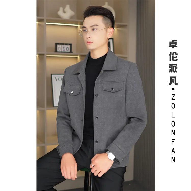 ZoLonFan男士印花韩版高级感百搭短款公务春秋男夹克外套6806