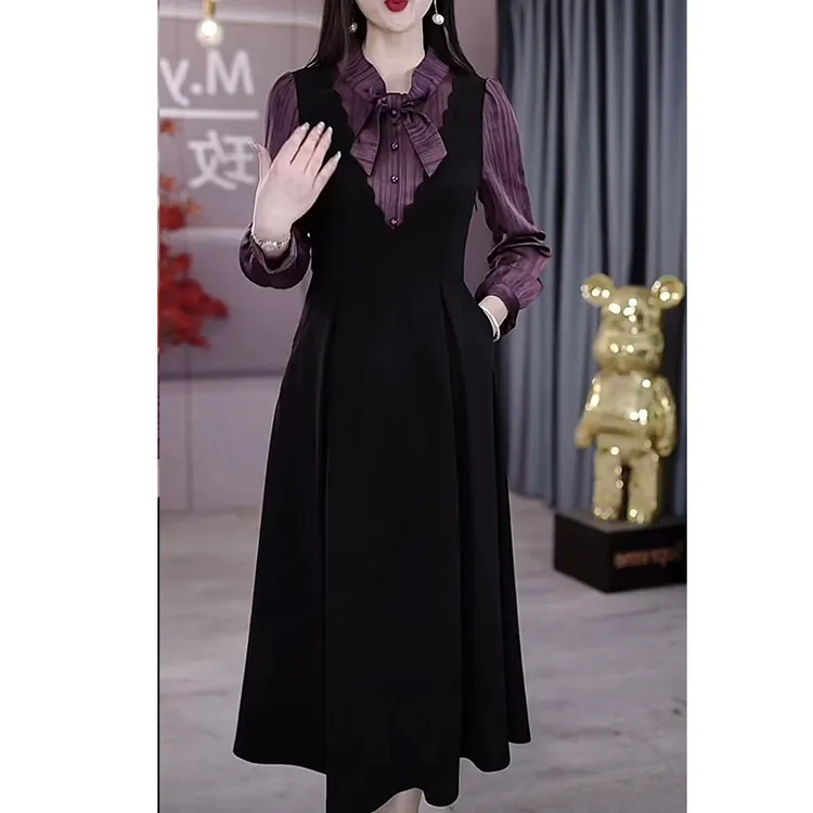 高级感花色连衣裙2025新款气质韩版显瘦时尚百搭收腰连衣裙8320#