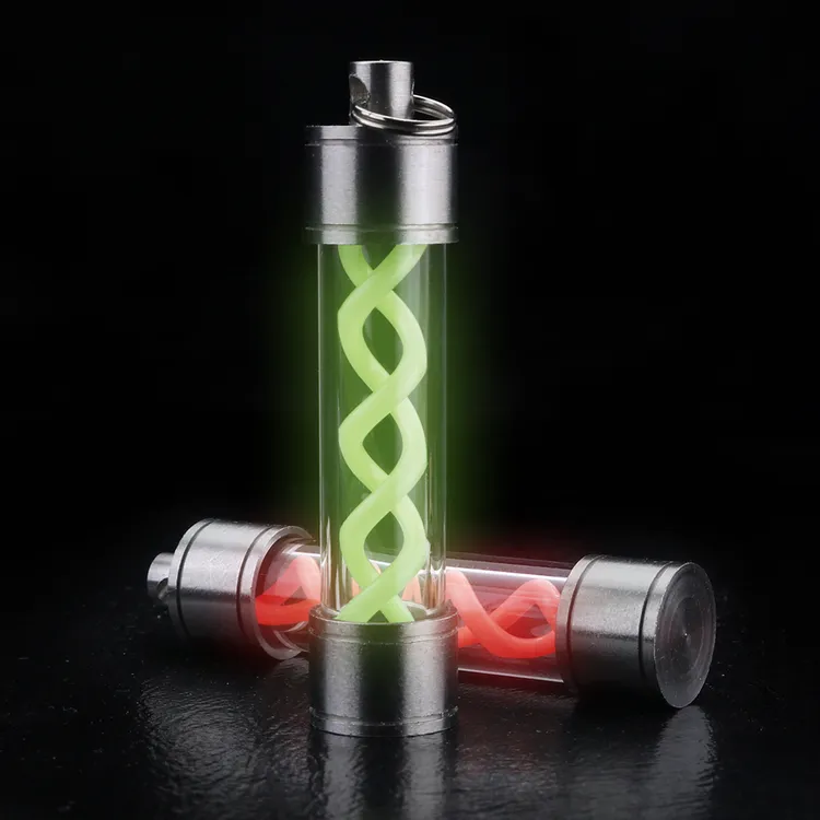 玄锋夜光螺旋管挂件edc钥匙扣非氚管夜光t病毒吊坠不锈钢玻璃材质