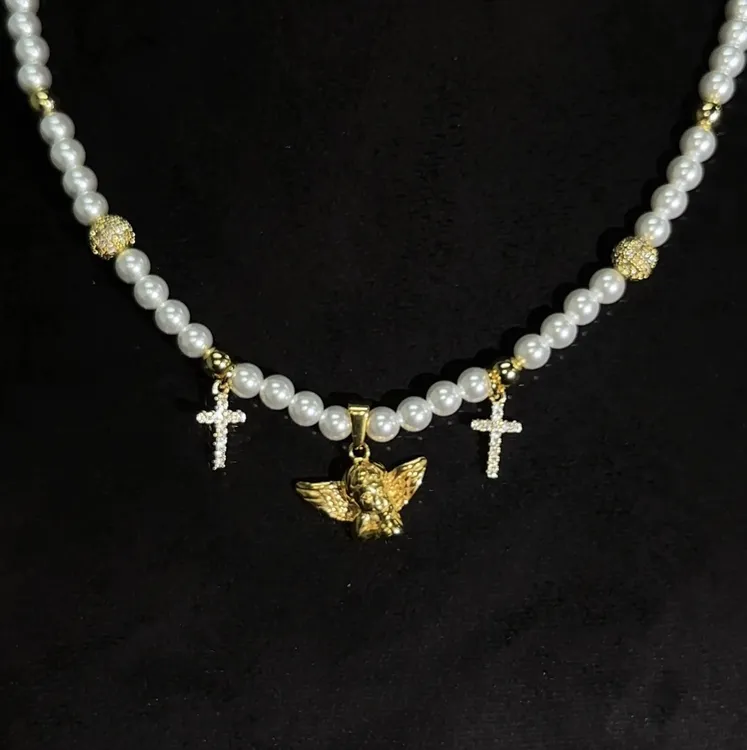 合金项链 【涅槃 天使 项链】黄色珠珠天使项链国潮风发